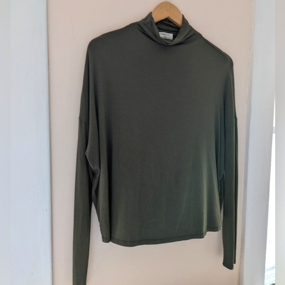 Babaton Olive Green Long Sleeve Turtleneck Top